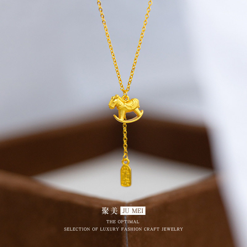 Unique Designer Women's Style Ancient Gold Tassel Safety Pendant Necklace Set