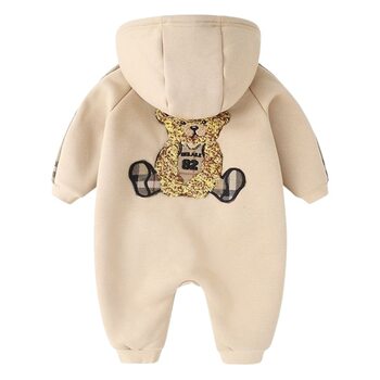 Baby Winter Super Cute Velvet Jumpsuit for Men and Women Red Fashionable Cartoon Autumn and Winter Outing Short-Sleeved Harem Climbing Suit
