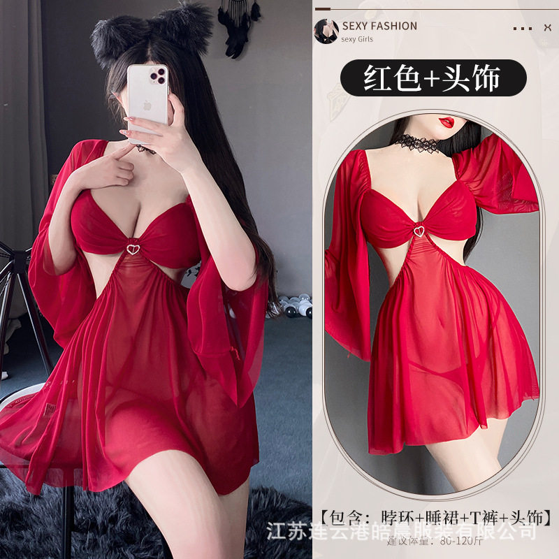 林林婷情趣内衣女透视网纱性感诱惑火辣开档睡裙大码激情睡衣2711