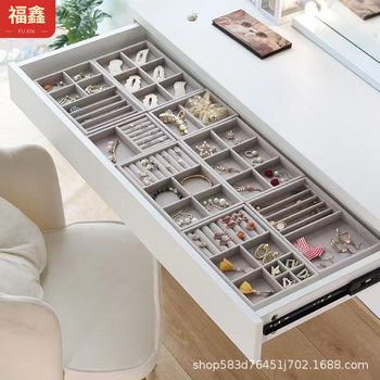 Velvet Jewelry Storage Box for Necklaces, Bracelets, Rings, and Earrings; Desktop Storage and Organization Tray, Multifunctional