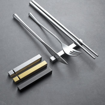 304 Stainless Steel Restaurant Chopstick Holder, Household Spoon Holder, Chopstick Rest, Knife Slot, Square Chopstick Holder
