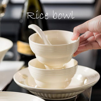 Cream Style Bowl and Dish suit Household Underglaze Color Tableware Plate Bowl Full Set High Color Value Ceramic Bowl Wholesale Plate and Dish