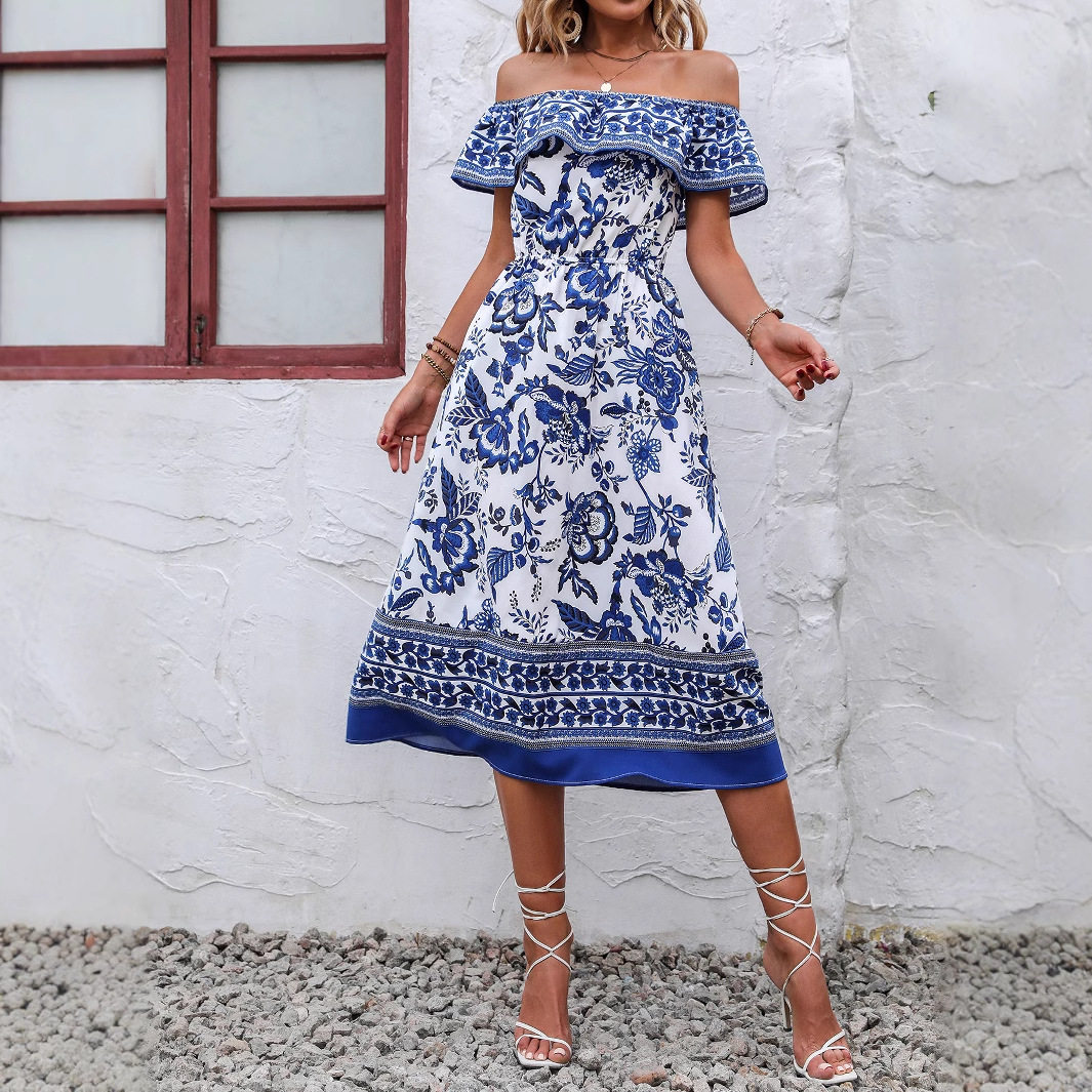 Floral Print Strapless Dress Casual Fashionable Trendy Summer Wear for Women Wholesale Available