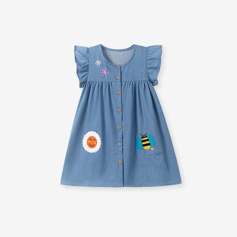Summer Girls' Denim Dress, [Style] Kids' Dress, Cute Cartoon Kids' Dress
