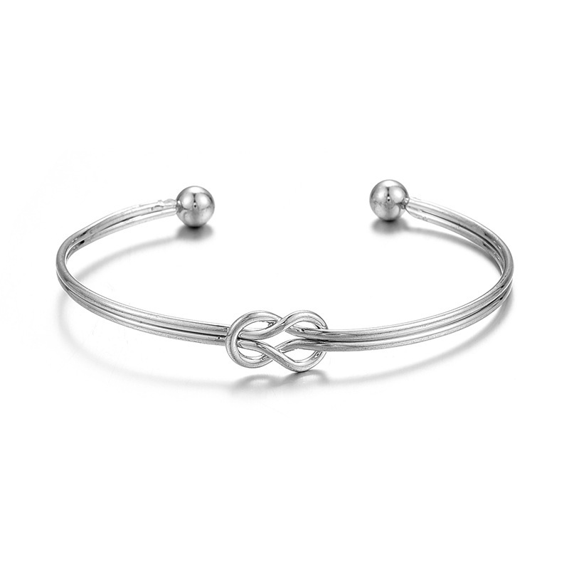 欧美金属爱心打结手镯 女diy手链开口玫瑰金手饰品新娘部落扭结