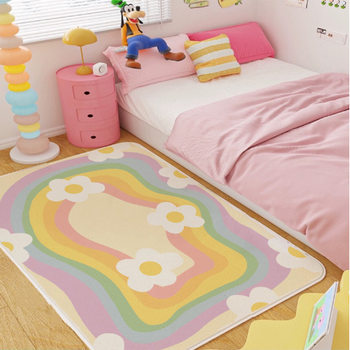 Cross-Border Wholesale Imitation Cashmere Cute Girly Style Bedside Blanket Thickened Bedroom Sofa Living Room Carpet Bay Window Floor Mat