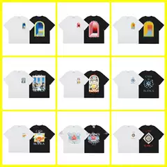 Cross border foreign trade trend Casablanca new printed pure cotton short sleeved T-shirt wholesale for men and women