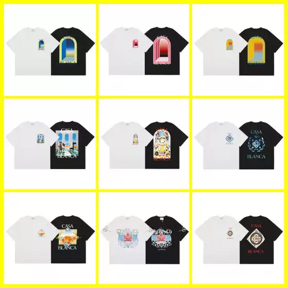 Cross border foreign trade trend Casablanca new printed pure cotton short sleeved T-shirt wholesale for men and women