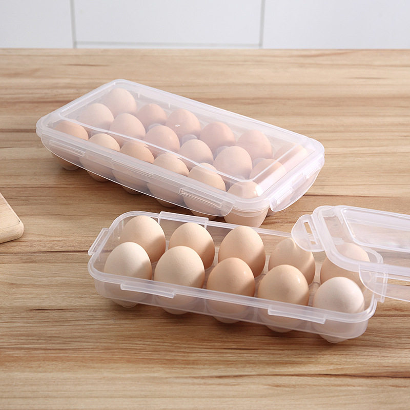 Egg Storage Box Anti-Fall Storage Rack Kitchen Egg Box with Lid Egg Tray Household Plastic Refrigerator Crisper