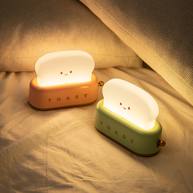 Bread machine night light creative USB charging dimming lighting desk lamp led warm light bedroom bedside timing sleeping light