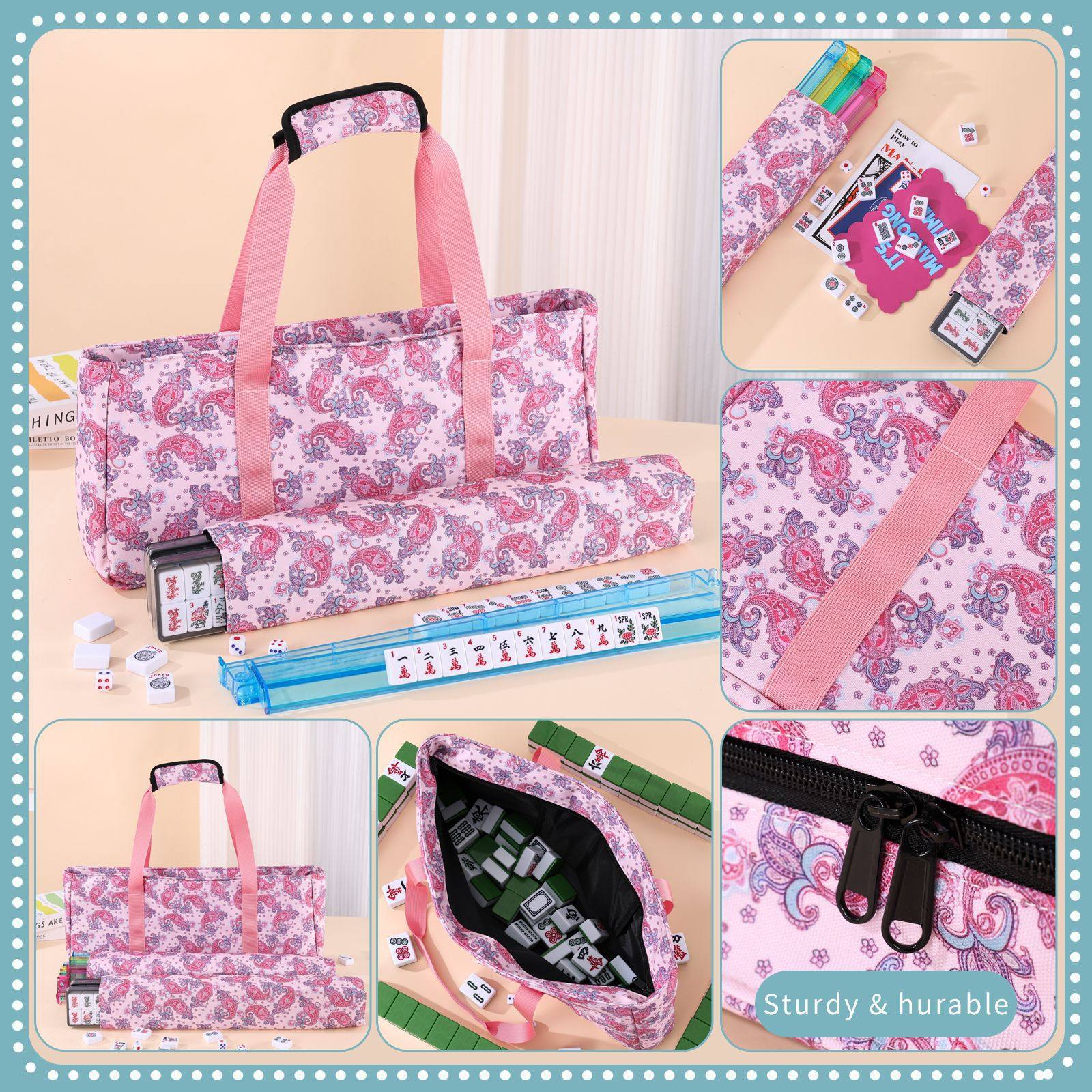 Amazon Cross-Border Cashew Nut Mahjong Storage Bag Three-Piece Set Handbag Travel Bag Multifunctional Toiletry Bag Storage Bag