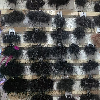 Extra-Long Encrypted Ostrich Feather Claw Clip, Large Volume, Oversized, High-End Shark Clip Hair Accessory, Autumn and Winter Plush Hair Clip