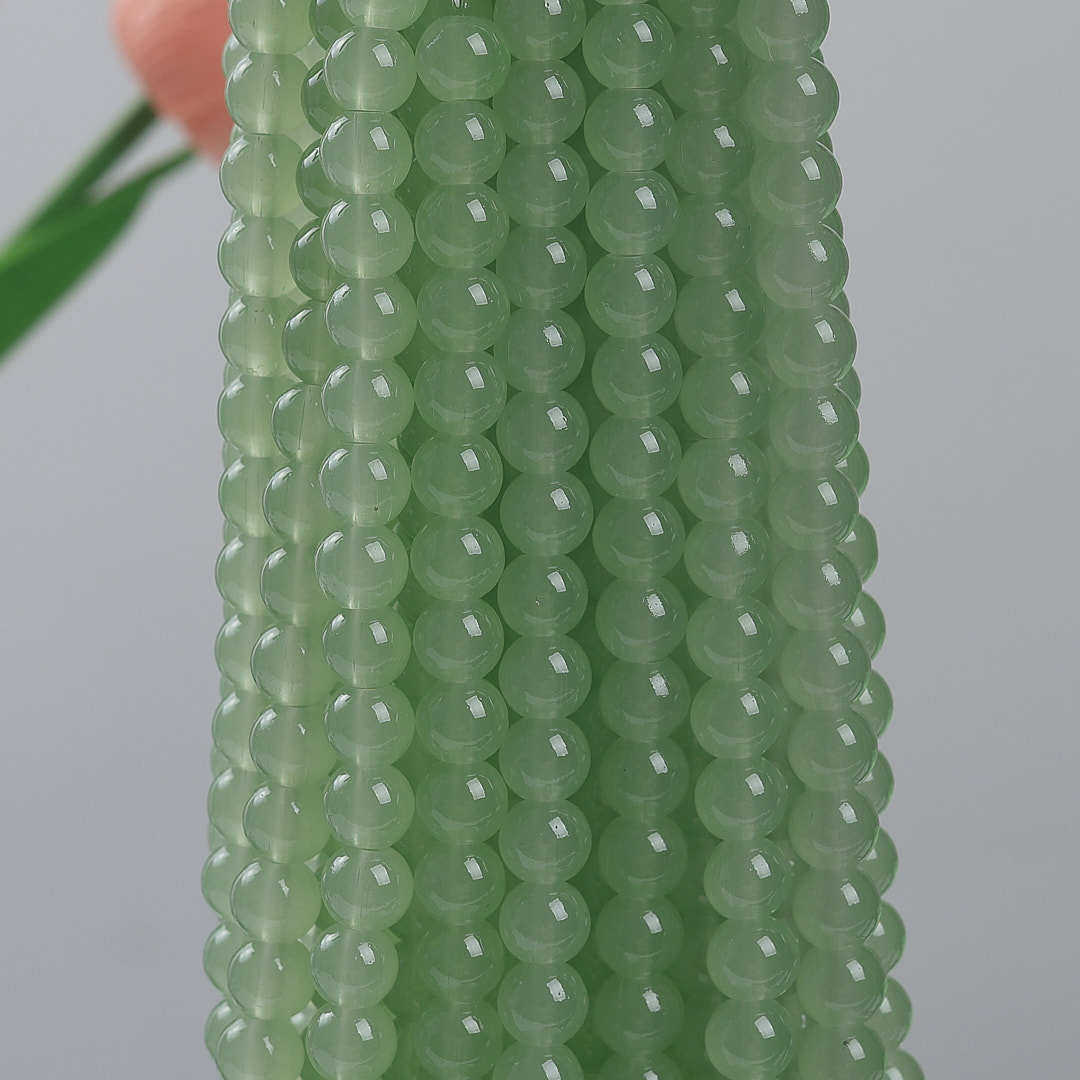 玻璃仿玉圆珠纯色散珠手工diy玉髓手链项链散珠子琉璃珠饰品配件