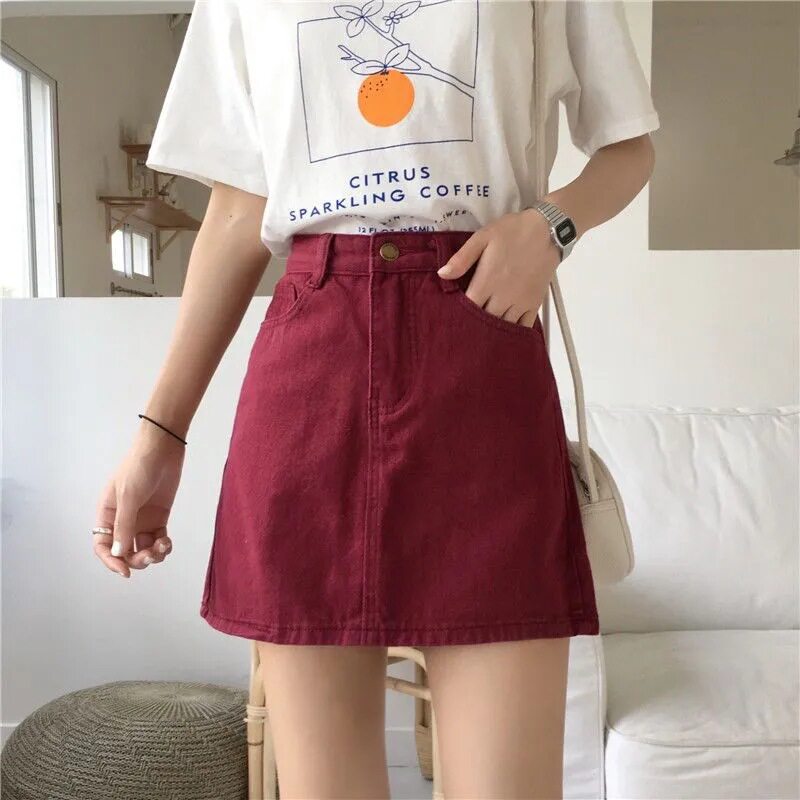 High Waisted Denim Mini Skirt Slim Fit Versatile Plus Size Casual Summer Wear for Students Wholesale Available