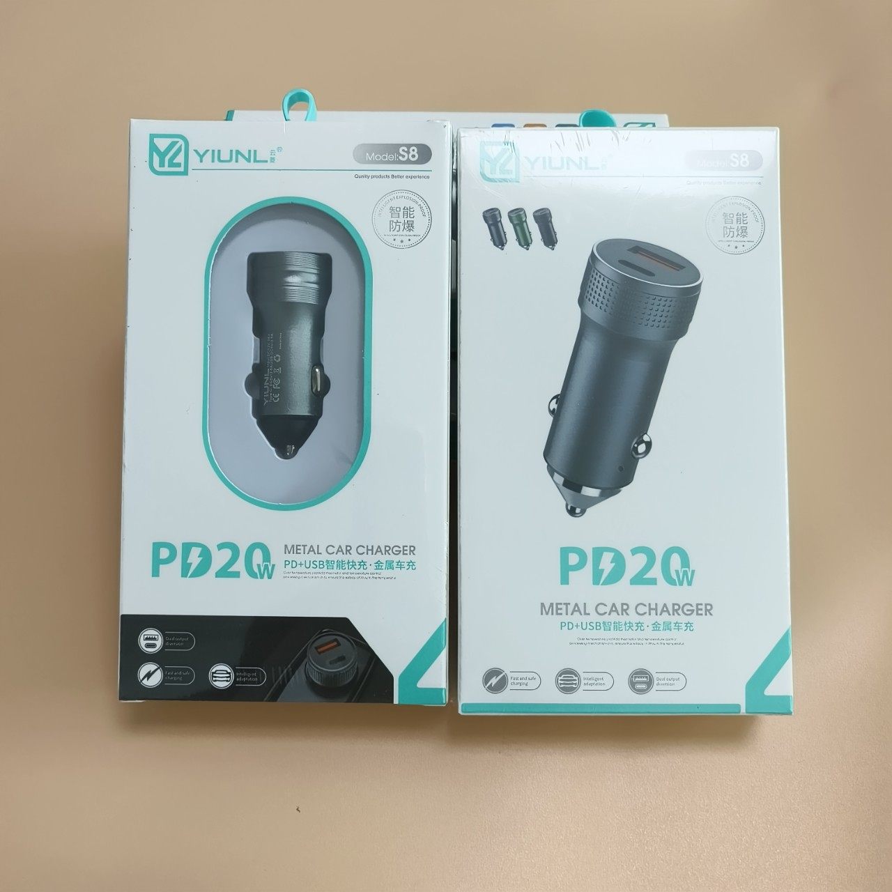 Metal Car Charger USB Plus Pd Fast Charge 20W Charging Suitable for Android 2.4A Car Charger A+C Car Charger