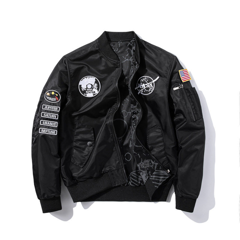 Áo Khoác Bomber Nam Nữ Dáng Rộng Hai Mặt Mặc Thu Đông Phong Cách Phi Công NASA Màu Xám, Xanh Navy, Xanh Lá, Đen...