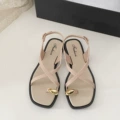 Square toe [khaki black edge] sandals-2cm thick pvc anti-slip slippers