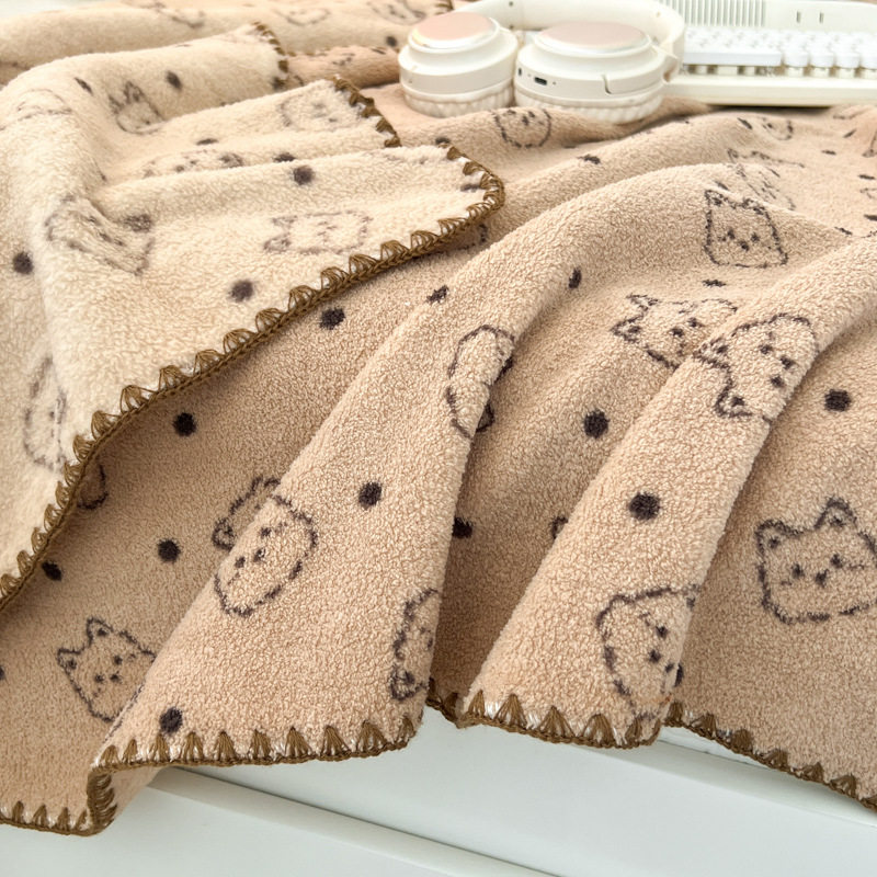 Double-Sided Milk Velvet Blanket Office Sofa Blanket Children's Small Blanket Nap Blanket Cartoon Thickened Shawl Cover Velvet Blanket
