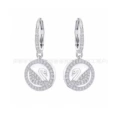 Leather swan white gold earrings