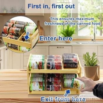 Wooden Can Storage Rack Kitchen Countertop Can Beverage Storage Rack Desktop Food Bottle Multi-Layer Storage Rack