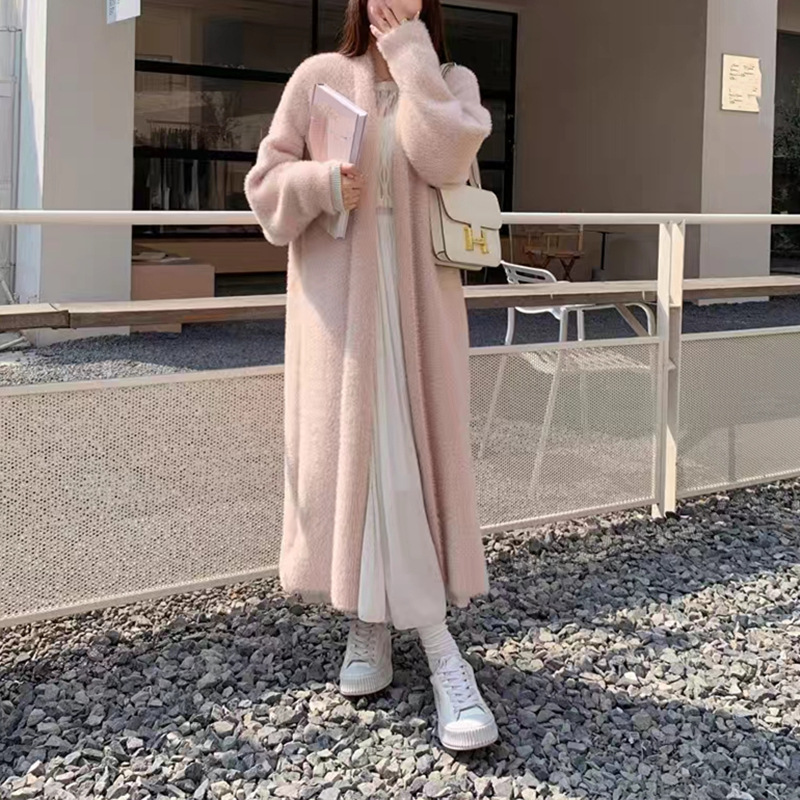 ฤดูใบไม้ร่วงและฤดูหนาวเหนือเข่าเทียมMinkกำมะหยี่ถักเสื้อสเวต...