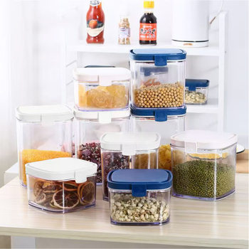 Flip Plastic Transparent Snack Storage Jar Coarse Grain Food Milk Powder Jar Fresh Keeping Kitchen Sealed Box Storage Jar