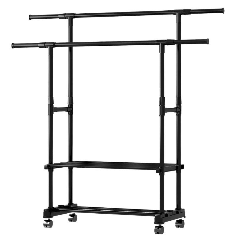 Floor-Standing Folding Indoor Bedroom Clothes Rack, Household Single-Pole Balcony Clothes Drying Rack, Adjustable Simple Clothes Hanger