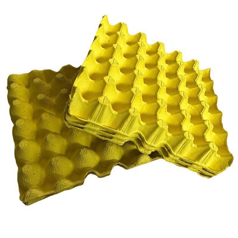 Wholesale cauliflower yellow egg tray specializing in the production of paper pulp egg tray thickened waterproof off-white egg tray 30 eggs