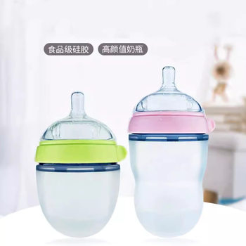 Newborn Full Silicone Bottle, Anti-Flatulence, Imitation Breast Milk, Wide Diameter, Boilable, Baby Feeding Supplies, Transparent