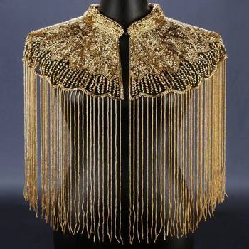 Tassel Shawl Handmade Beaded Embroidered Vintage Cloud Shoulder Shari