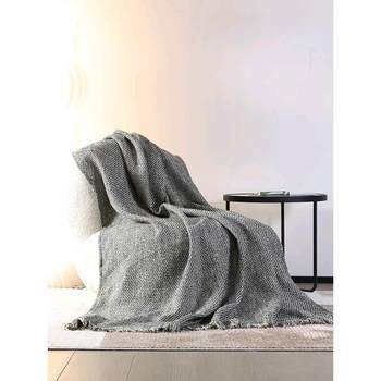 Model Room Modern Simple Warm Grey Knitted Blanket Sofa Living Room Bed End Towel Hotel Homestay Soft Decoration Blanket