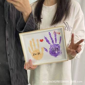 DIY Handprint Photo Frame Birthday Anniversary Couple Boyfriend and Girlfriend Commemorative Gift Handmade Home Desktop Decoration Ornaments