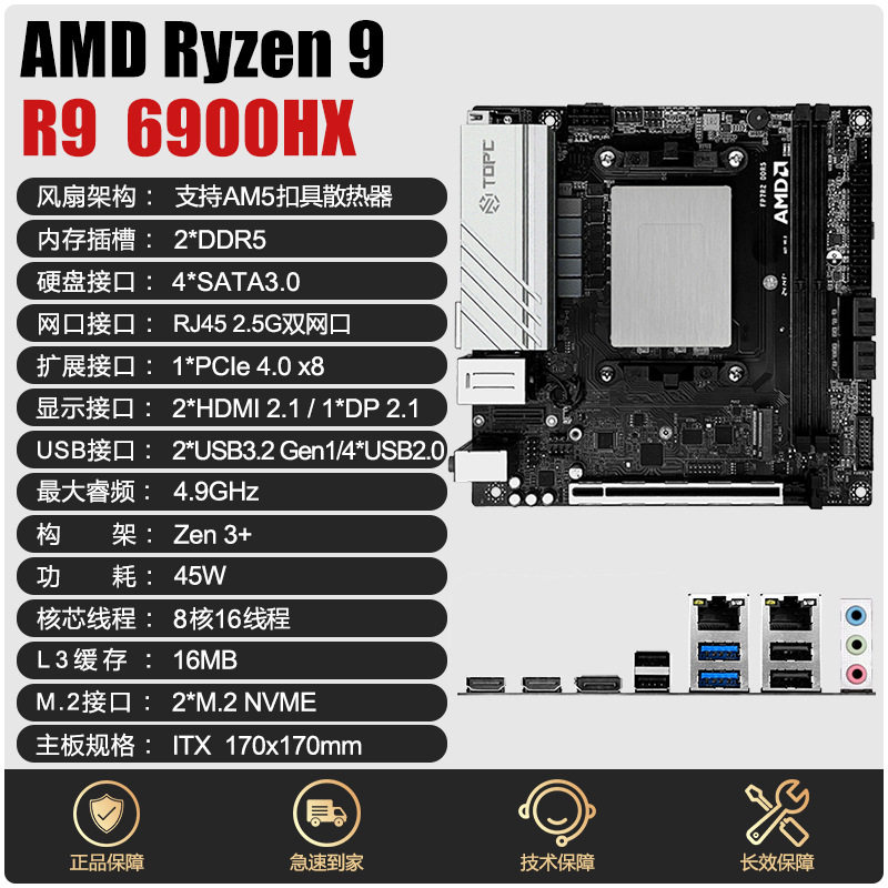 Встроенный процессор R9 6900HX, совершенно новая материнская плата AMD ddr5 для настольного компьютера NAS, игровая для офиса и дома Изображение 1