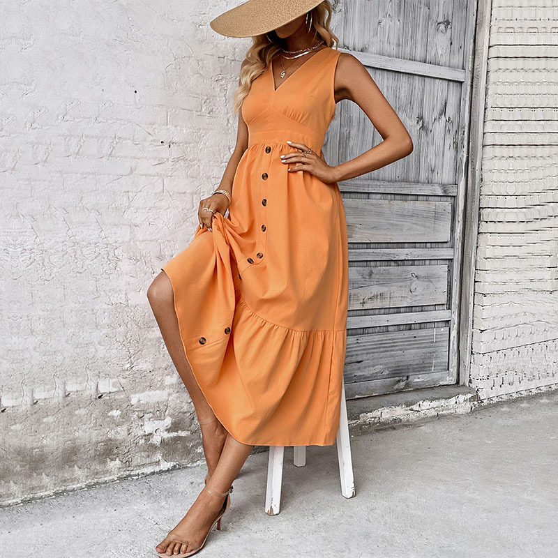 Sleeveless Maxi Dress Solid Color Minimalist Style Summer Fashion Wholesale Available low MOQ