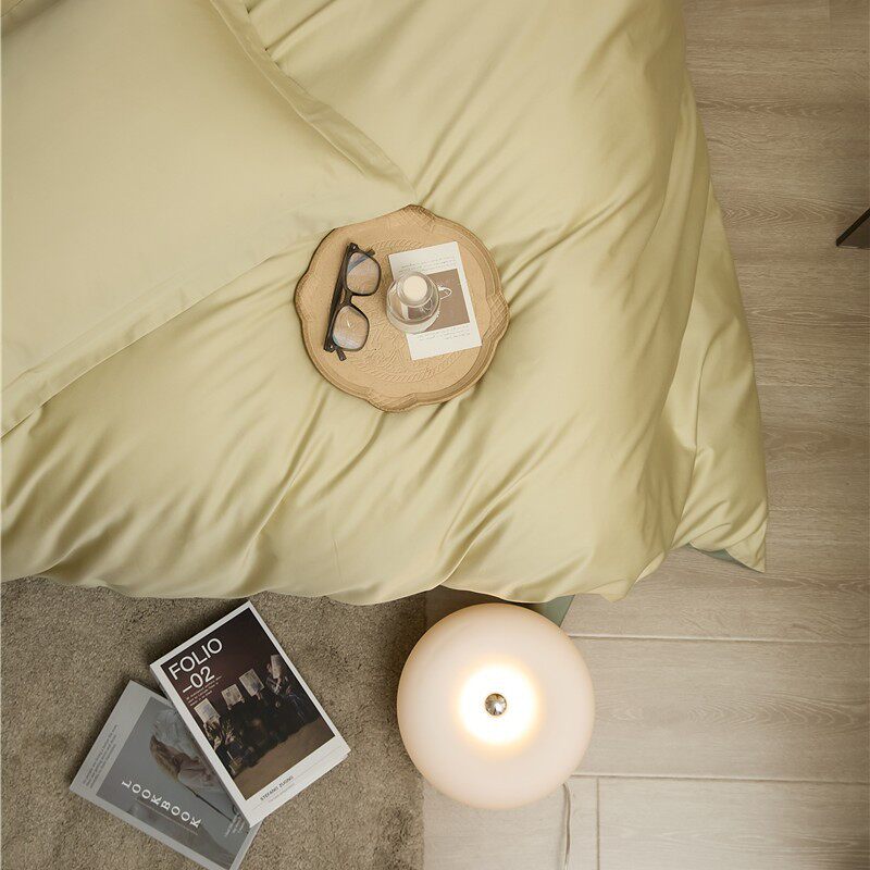 100 Long-staple Cotton Four-piece Bedding Household Solid Color Simple Bed Sheet Quilt Cover Dormitory Bed Three-piece Set