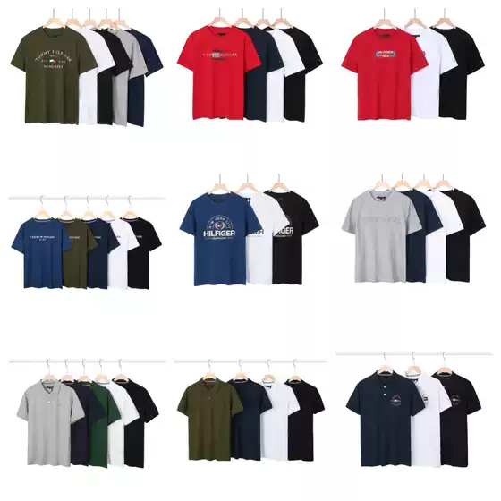 Foreign Trade Wholesale Summer Tommy Short-Sleeve Men's Pure Cotton Polo Shirt Casual Short-Sleeve Shirt
