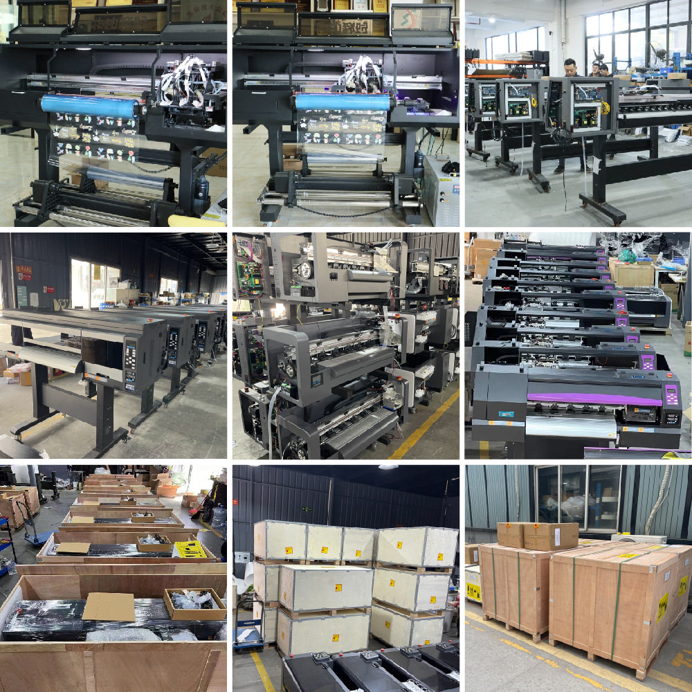 Hongtu Four-Head Dtf-Uv Imitation Embroidery Printer for Canvas Bag Printing, Stereo 3D Crystal Label Machine, No Powder Shaking Required