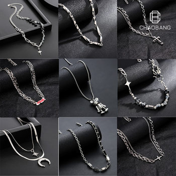 Necklace Men's Titanium Steel Color-free High-end All-match Hip-hop Explosive Jewelry Women's Simple Personality Retro Accessories Jewelry