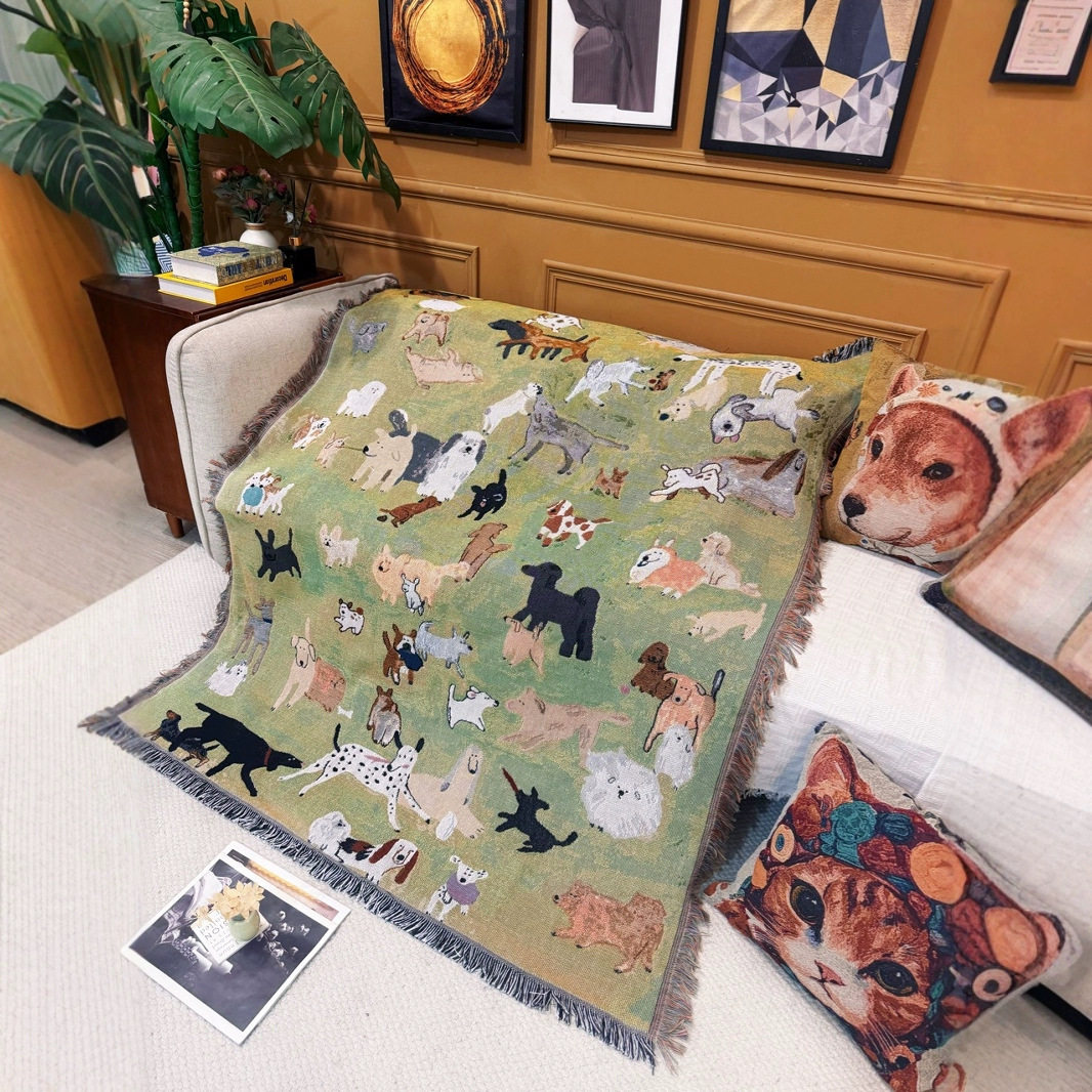 Foreign Trade Cartoon Universal Tapestry Shawl Cover Blanket Bedside Towel B&B Decorative Sofa Blanket Outdoor Camping Style Blanket Warm