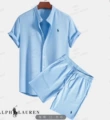 Short sleeve shorts light blue