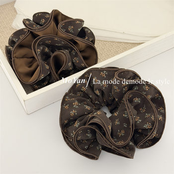 High-End Korean-Style Small Floral Four-Layer Hem Waist Hair Rope Low Ponytail Flower Bud Headwear for Women
