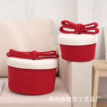 Cotton Rope Big Bow Woven Storage Basket Snacks Sundries Toy Storage Basket Book Home Organization Basket Wholesale