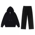 Black full zipper straight suit