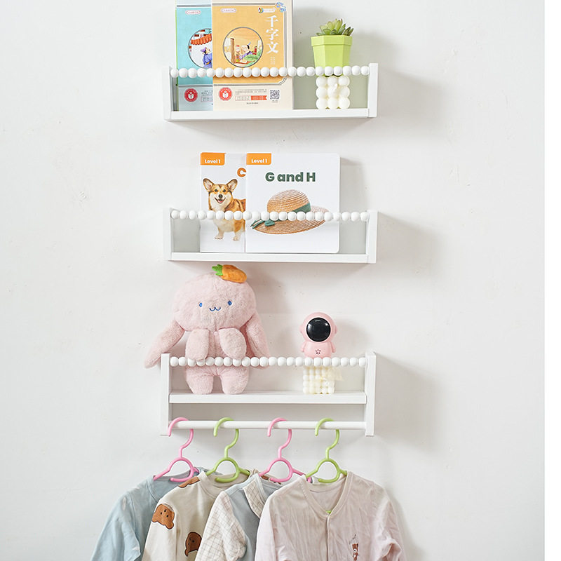 Cross-Border Solid Wood Children's Room Picture Book Shelf Multi-Layer Children's Picture Book Storage Rack Wall-Mounted Bookshelf