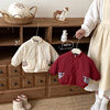 Baby Double-Sided Thickened Jacket, Small Left and Small Right, Winter Boys' Embroidered Cartoon Fashion Cotton Coat, Children's New Year Outfit, Trendy