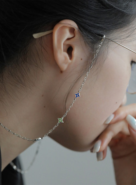 眼镜链条装饰四叶草双扣