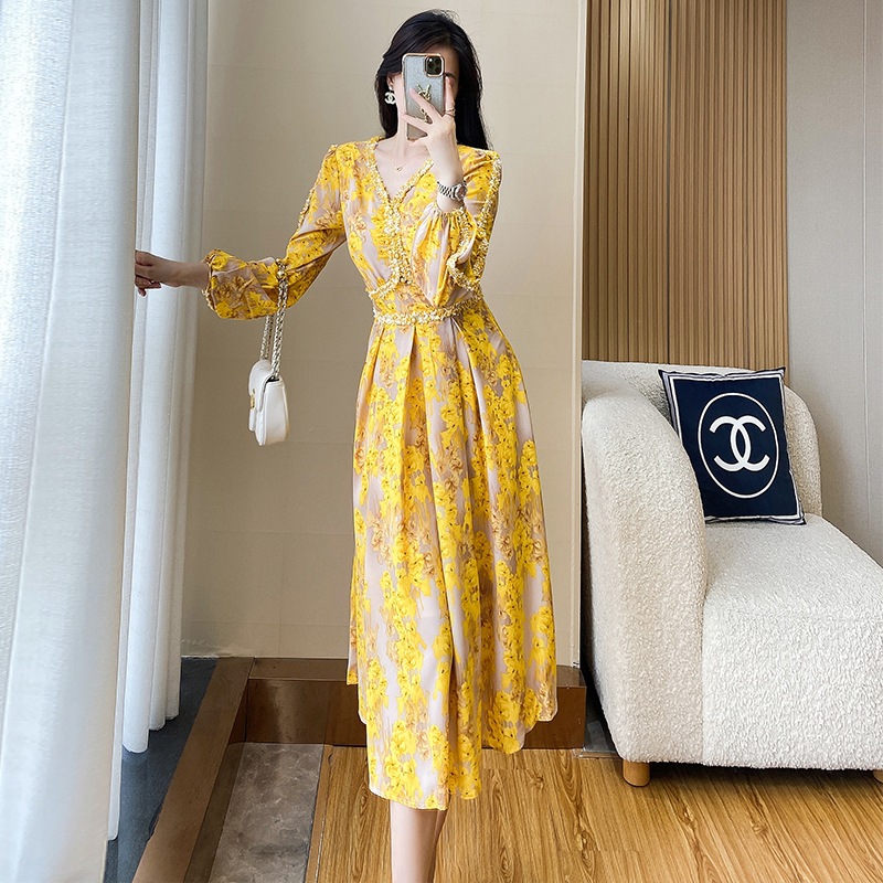 (Mới) Mã C0886 Giá 1250K: Váy Đầm Liền Thân Nữ Dotdc Dáng Chữ A Hàng Mùa Xuân Thu Đông Họa Tiết Hoa Thời Trang Nữ Chất Liệu Vải Voan G04 Sản Phẩm Mới, (Miễn Phí Vận Chuyển Toàn Quốc).