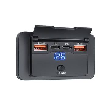 Car Bus 4-Port Modified Car USB Charger Bus Rv Type C Fast Charging with Switch