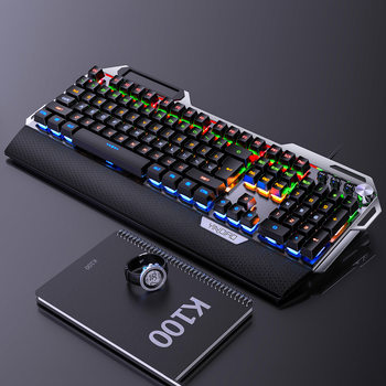 Silver carving K100 metal real mechanical keyboard hand knob game green shaft wired USB Amazon cross-border wholesale