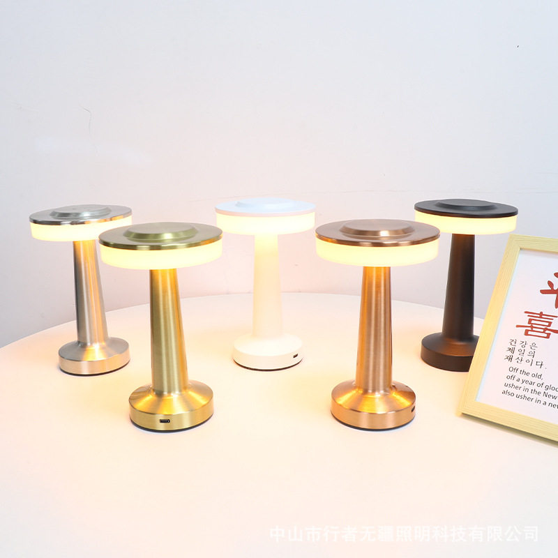 Cross-border creative Nordic modern bedside bar bedroom USB charging touch wrought iron dumbbell table lamp night light atmosphere